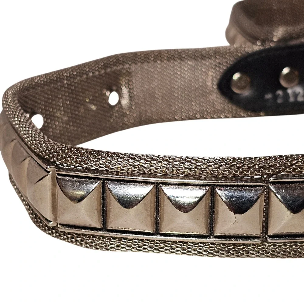 Vintage 80s Silver Metal Mesh Pyramid Stud 36 Y2K Belt Chainmail  Grunge Twink